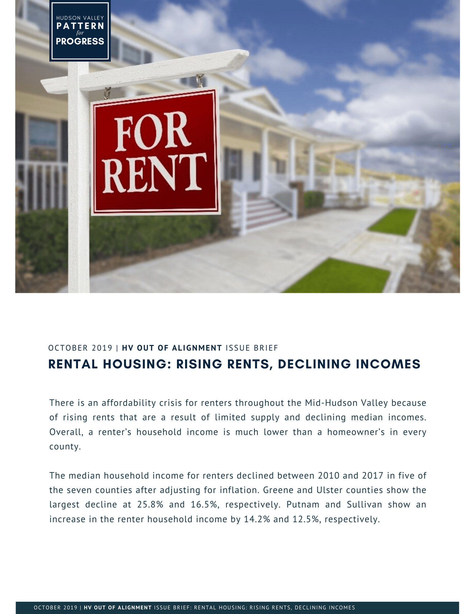 Rental Housing Rising Rents, Declining Hudson Valley Pattern for Progress