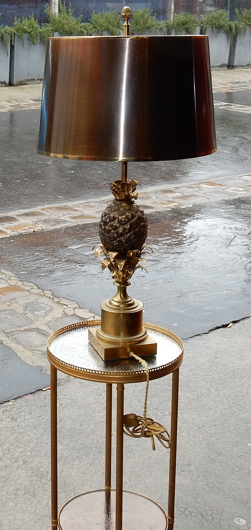 1950/70 Lampe A l Ananas en Bronze en Laiton Signée