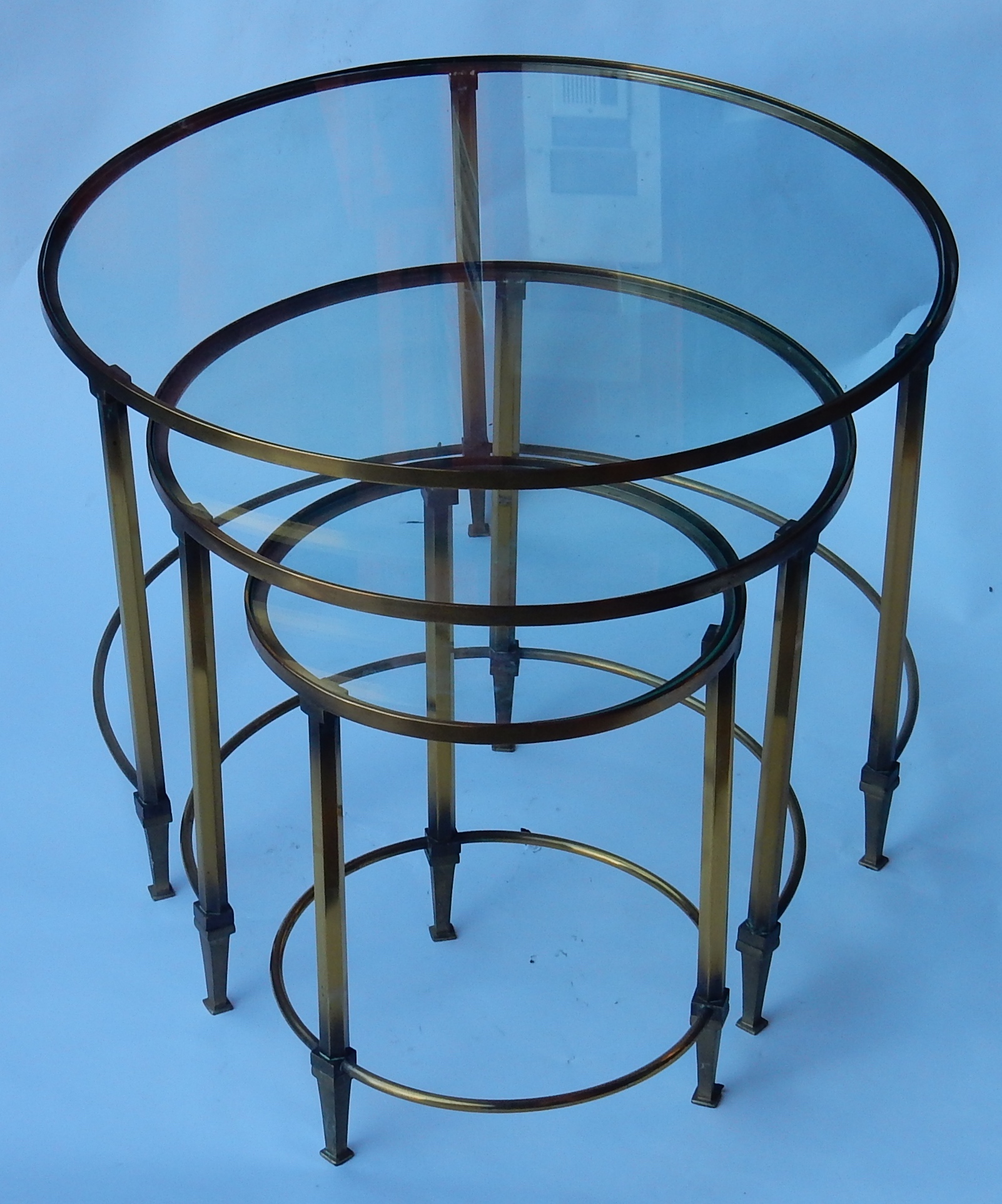 1950/70 Series Ramsay Brass House Style Nesting Tables in Brass Style