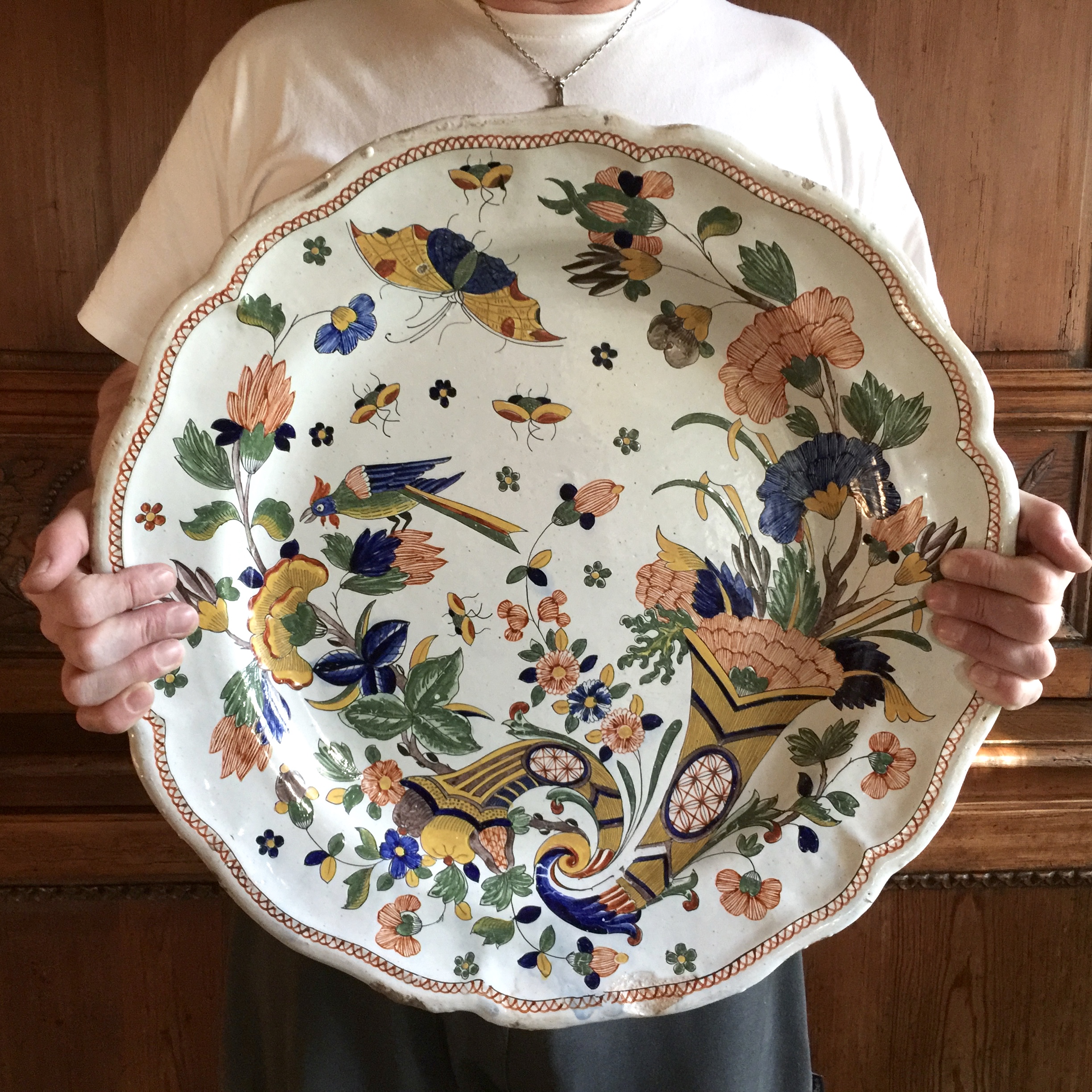 Très grand Plat en Faience de Malicorne signé Pouplard PB