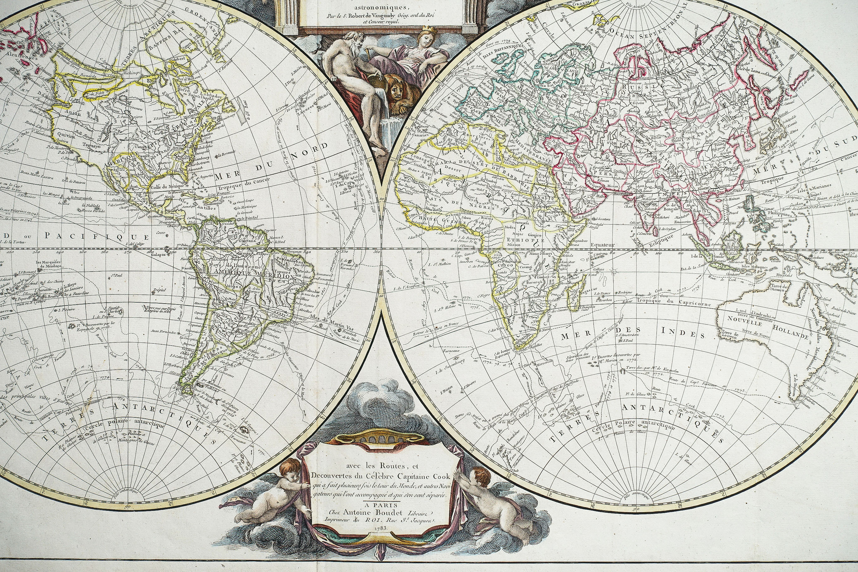Cartes Geographique Anciennes Carte géographique ancienne Mappemonde ou description du Globe