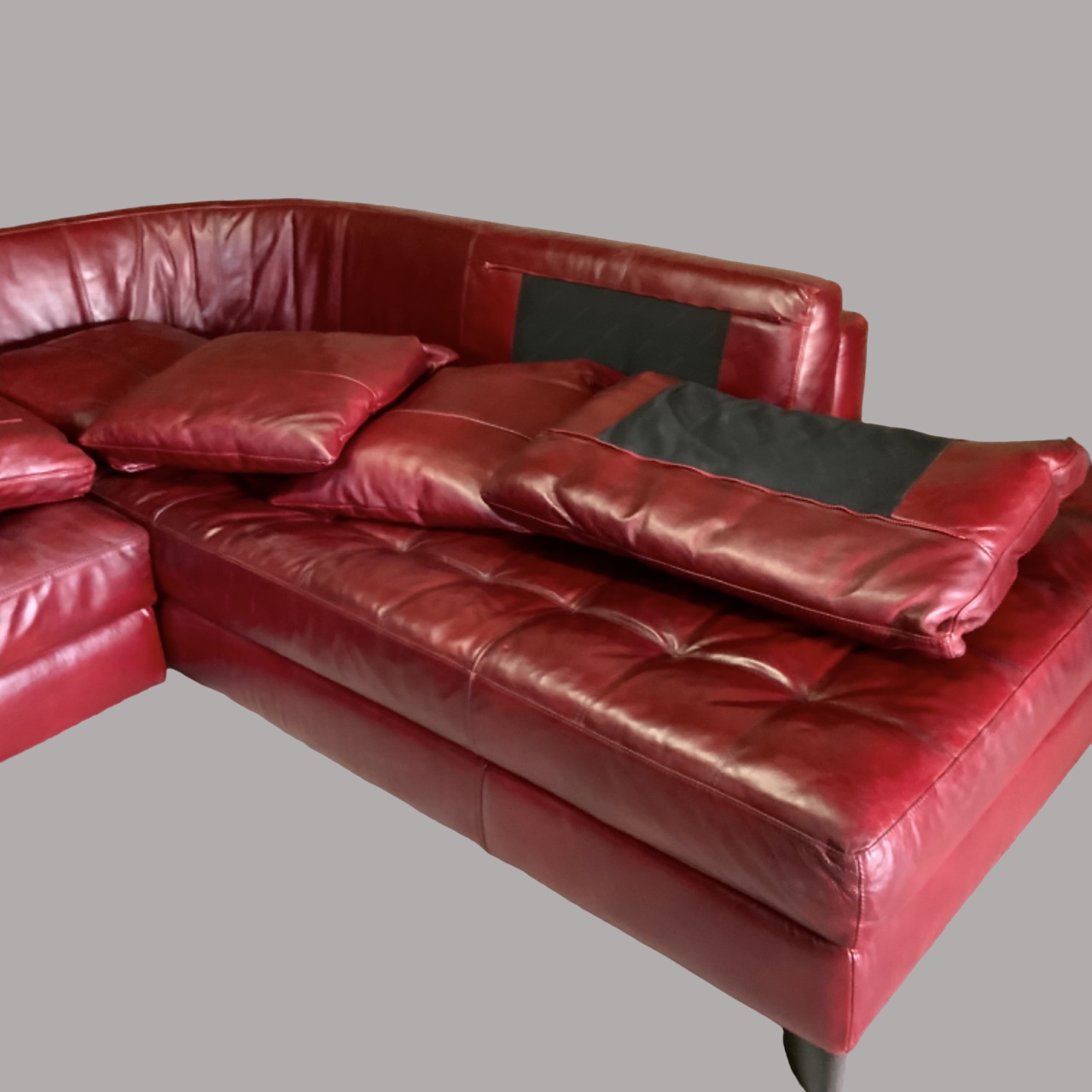 Natuzzi Red Leather Sectional Sofa Baci Living Room