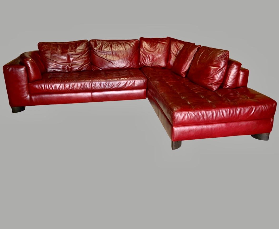 Natuzzi Red Leather Sectional Sofa Baci Living Room