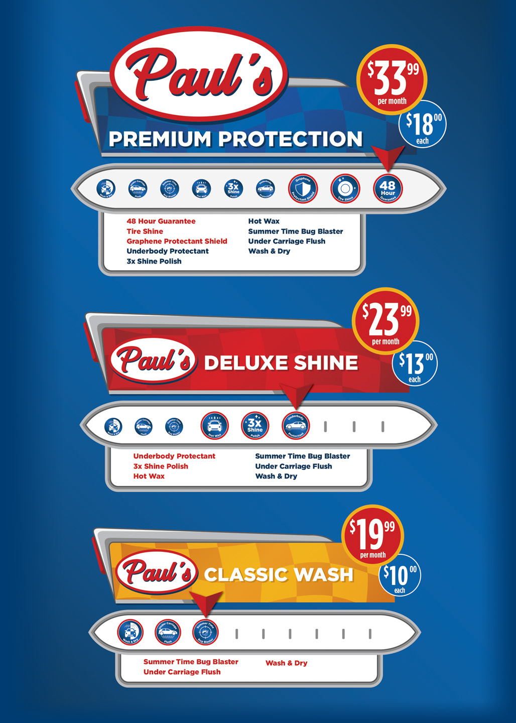 Pauls Auto Wash Wash Packages