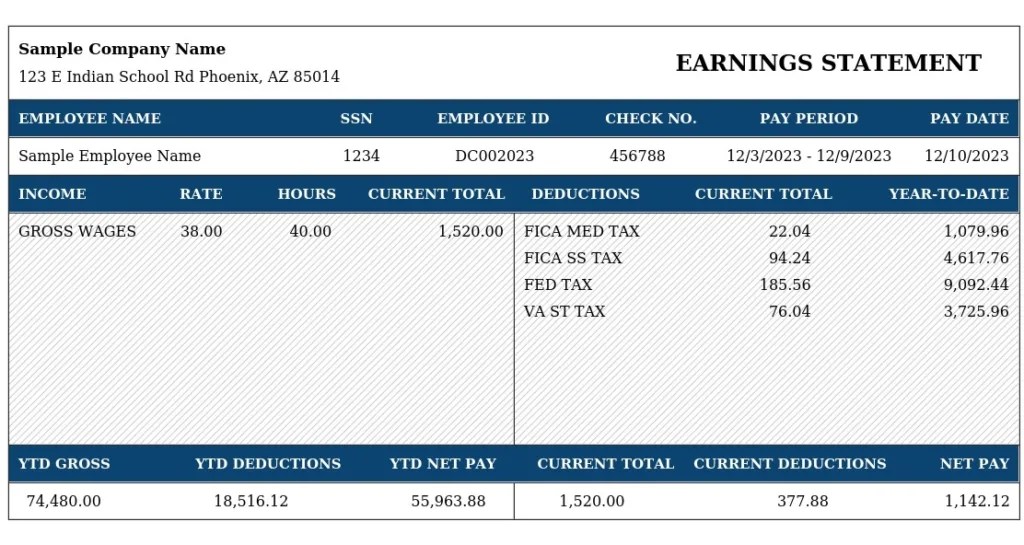 Free Pay Stub Template Generator Sample Pay Stubs Examples Generate