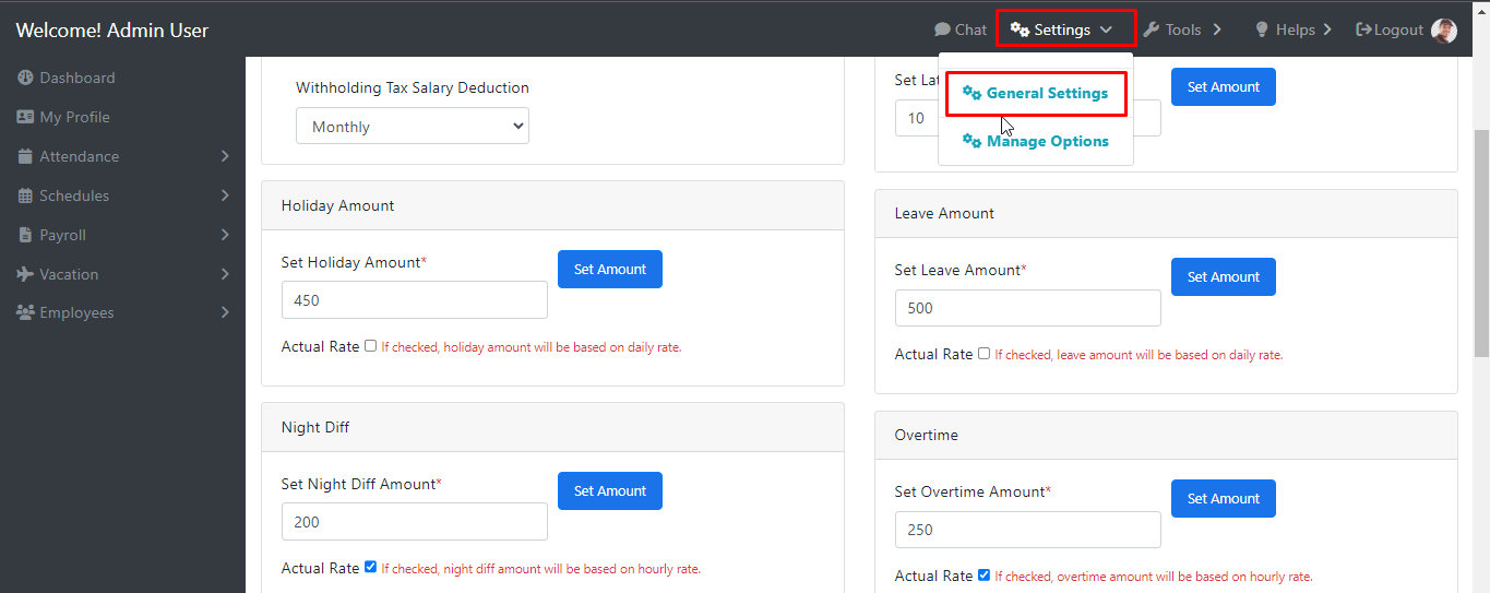 How to Set Overtime, Night Diff., Holiday, and Leave Amounts PayMaster