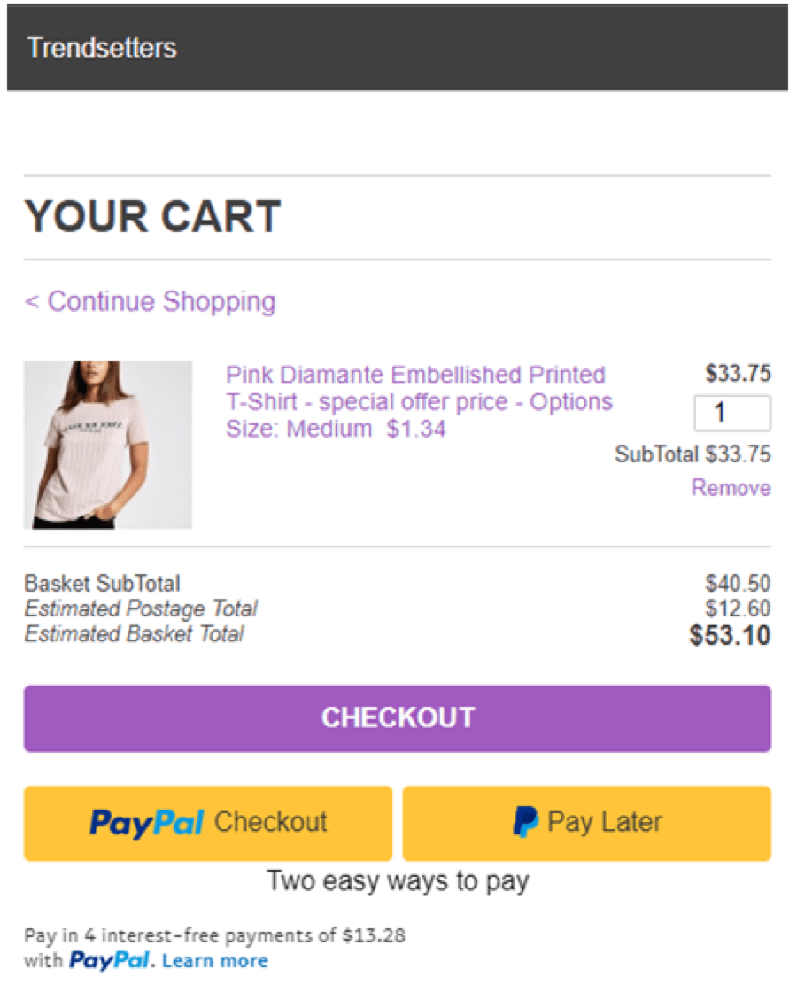 Enable Pay Later messaging on Freewebstore