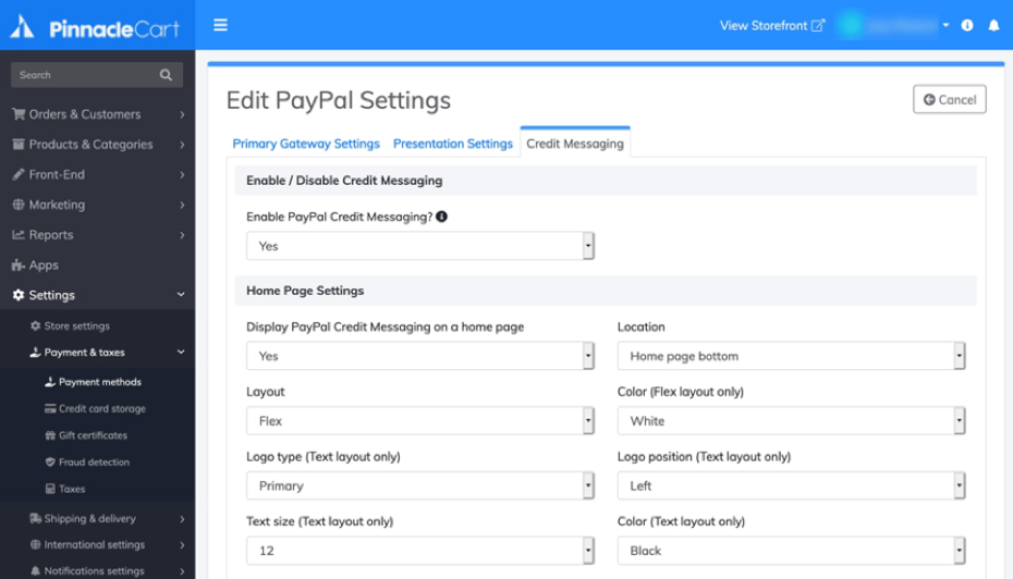 Edit PayPal Settings