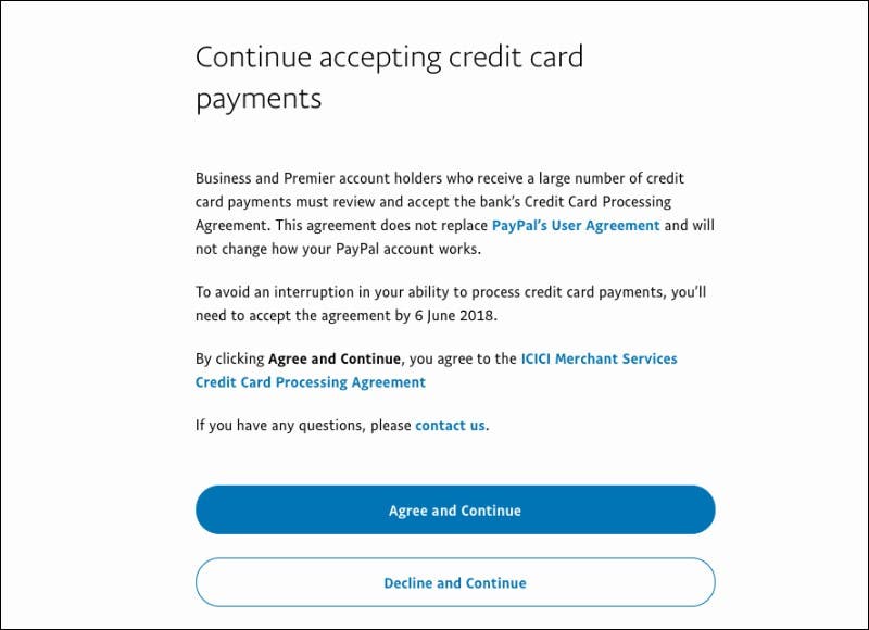 Why did I receive an email reminder about accepting a credit card
