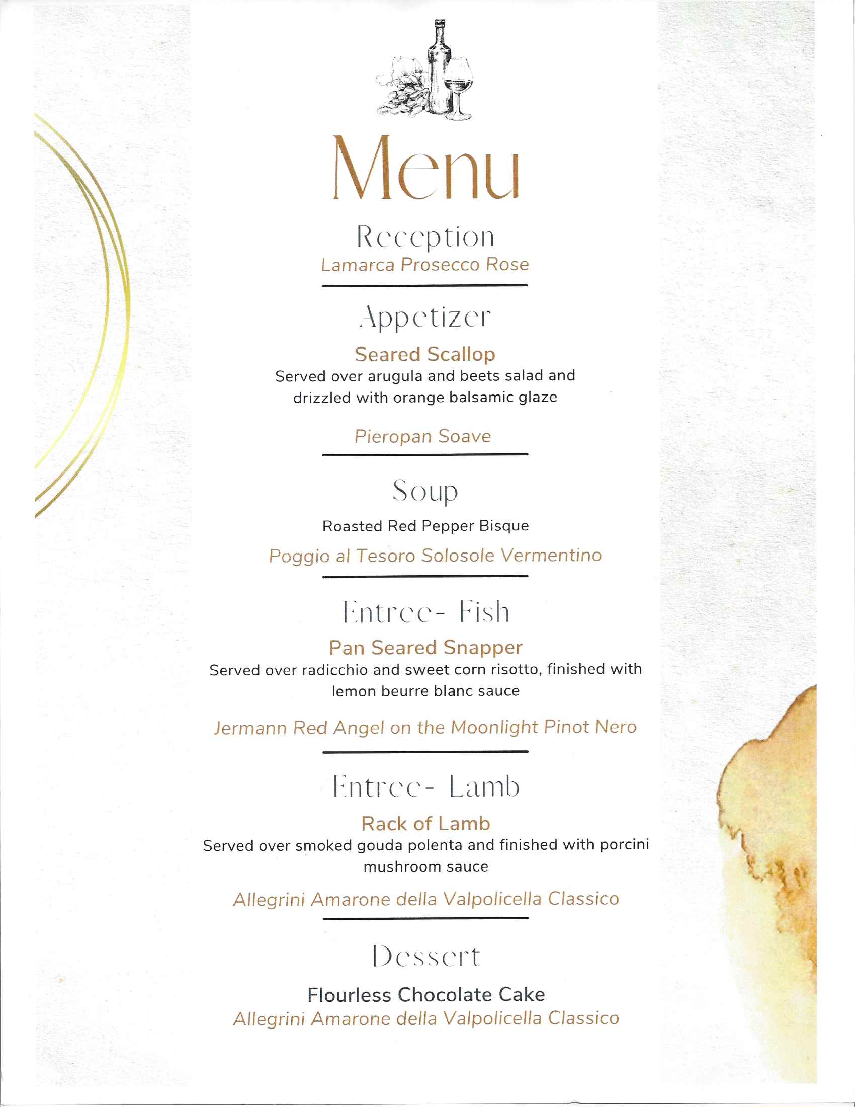 Wine Dinner Menu Pazzo Italiano Restorante & Bar Destin Italian