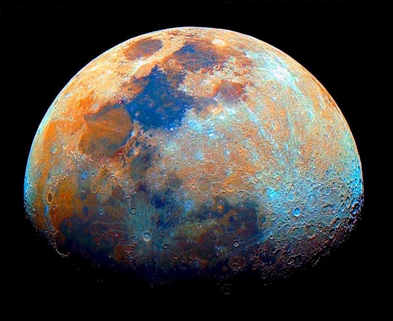 Color enhanced moon image Astronomy & Celestial in