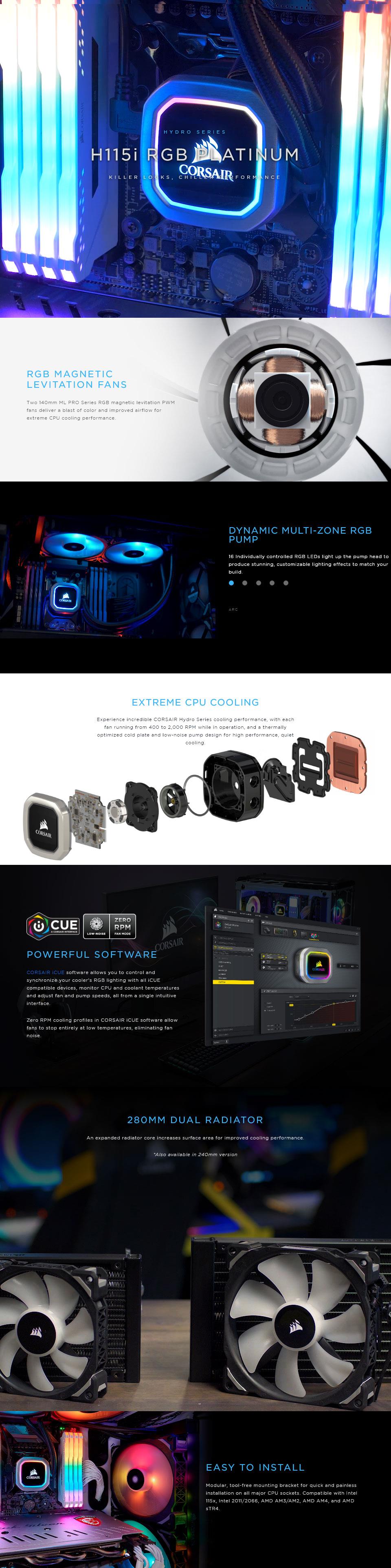 Corsair Hydro H115i Platinum 280mm RGB Liquid CPU Cooler