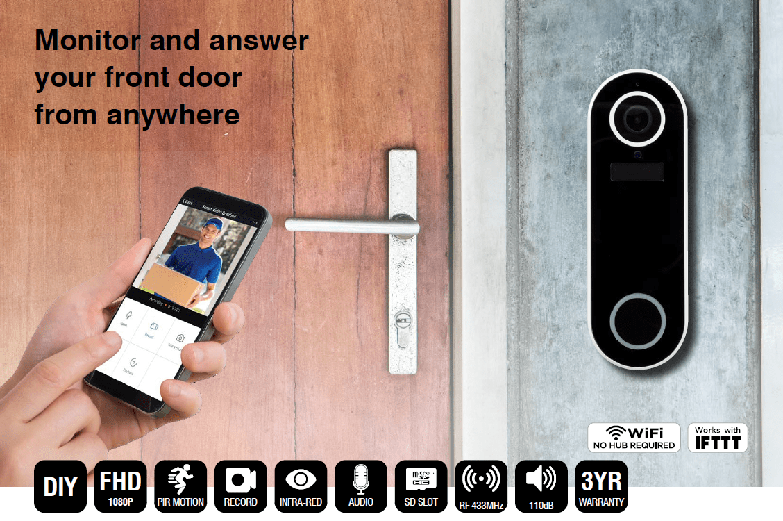 Buy the Brilliant Smart WiFi Video Doorbell with Chime, 1080p, 110