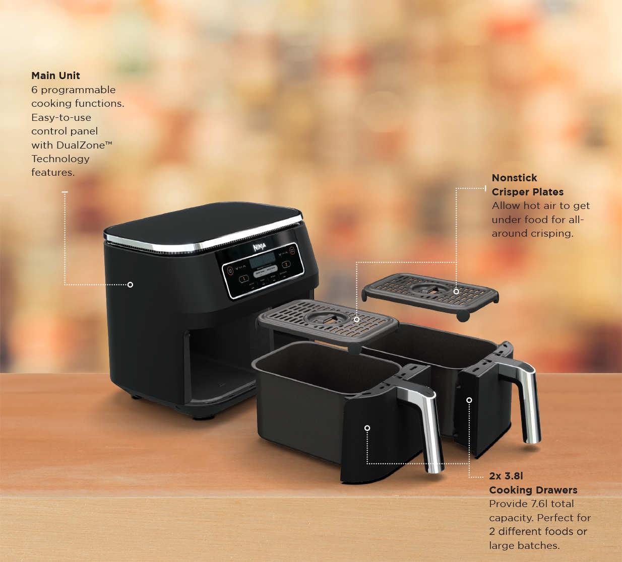 Buy the Ninja Foodi Af300 Dual Zone Air Fryer 7.6L Air Fryer Max