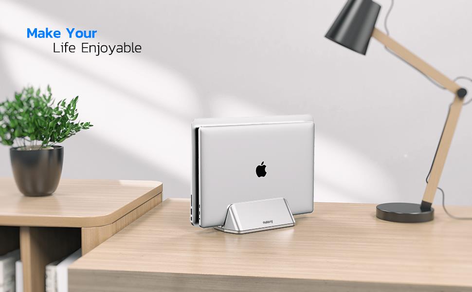 Buy the Nulaxy LS02 Vertical Laptop Stand, Dual Slots Plastic Laptop Holder ( LS02 Silver