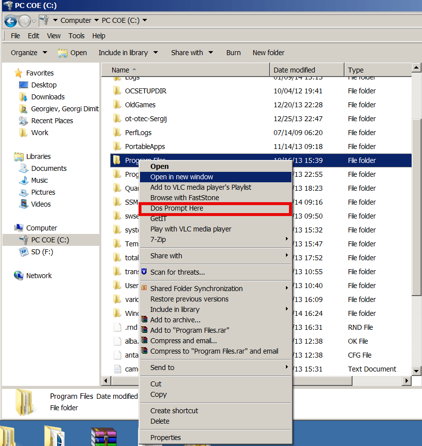 Windows Explorer (Open directory in command prompt preserving dir PATH