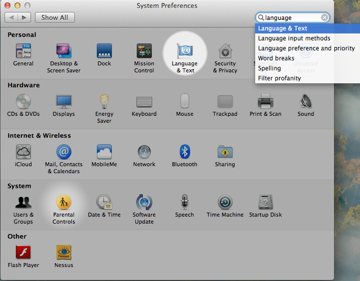How to change between languages in Mac OS X (Switch between input