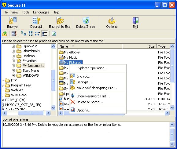 SecureIT a simple, easy to use, feature packed File Encryption Software