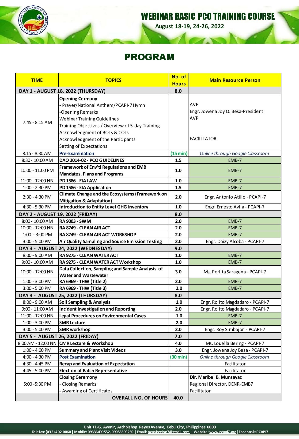 Online 40Hour Basic Pollution Control Officer (PCO) Training Course