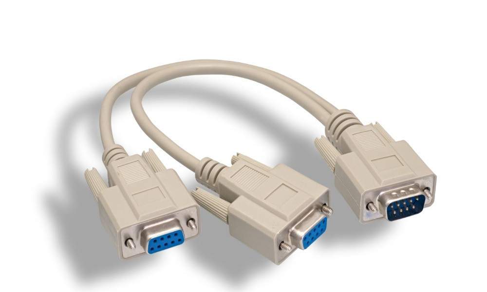 Y Splitter Serial Cable DB9 Male to DB9 Female DB9 Female 12IN 1FT PC