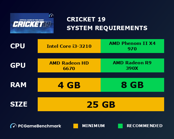 Cricket 19 System Requirements Can I Run It? PCGameBenchmark
