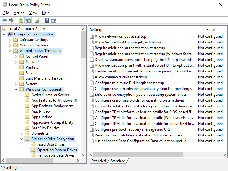 How to set BitLocker Drive Encryption for the operating system drives