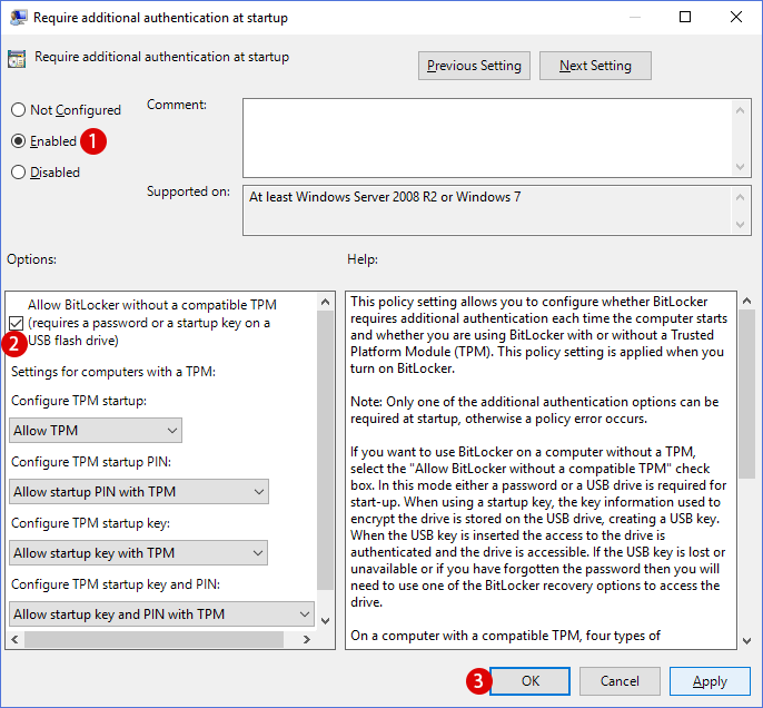 How to set BitLocker Drive Encryption for the operating system drives