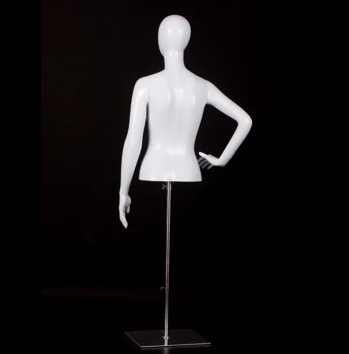 Female Half Body Mannequin with Hand on the Hip, White Posh Concept