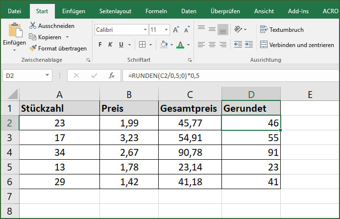 Excel 2010 Auf einen bestimmten Wert runden PCS Campus