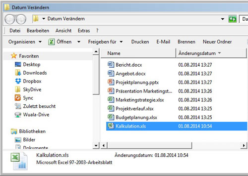 Datum von Dateien nachträglich ändern PCS Akademie