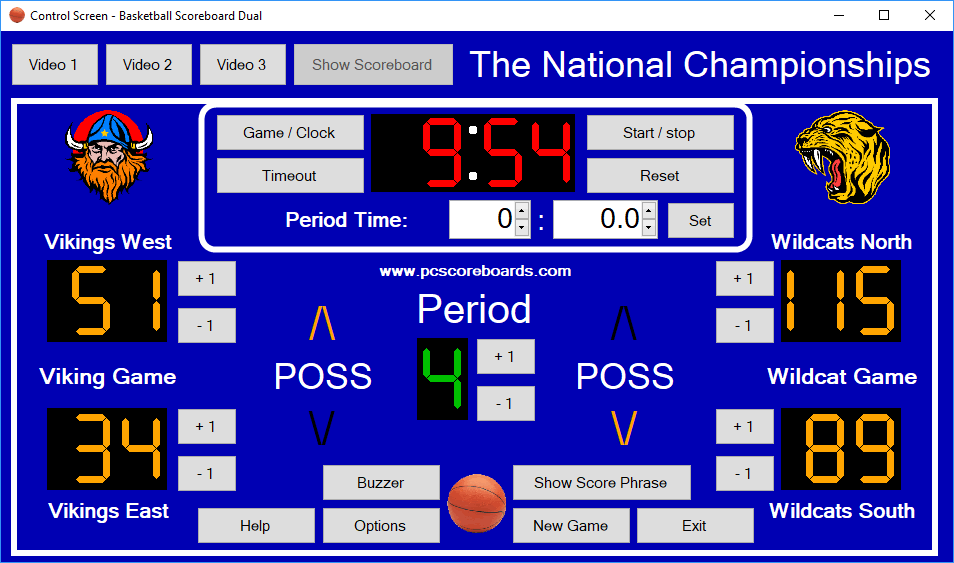 Basketball Scoreboard Software Dual v2 Turn Your TV Into A Scoreboard!