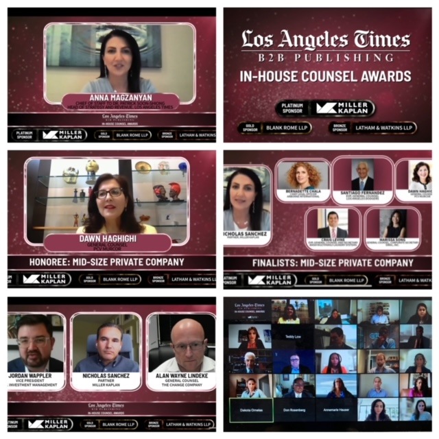 Haghighi Named an Honoree for Los Angles Times' B2B InHouse Counsel