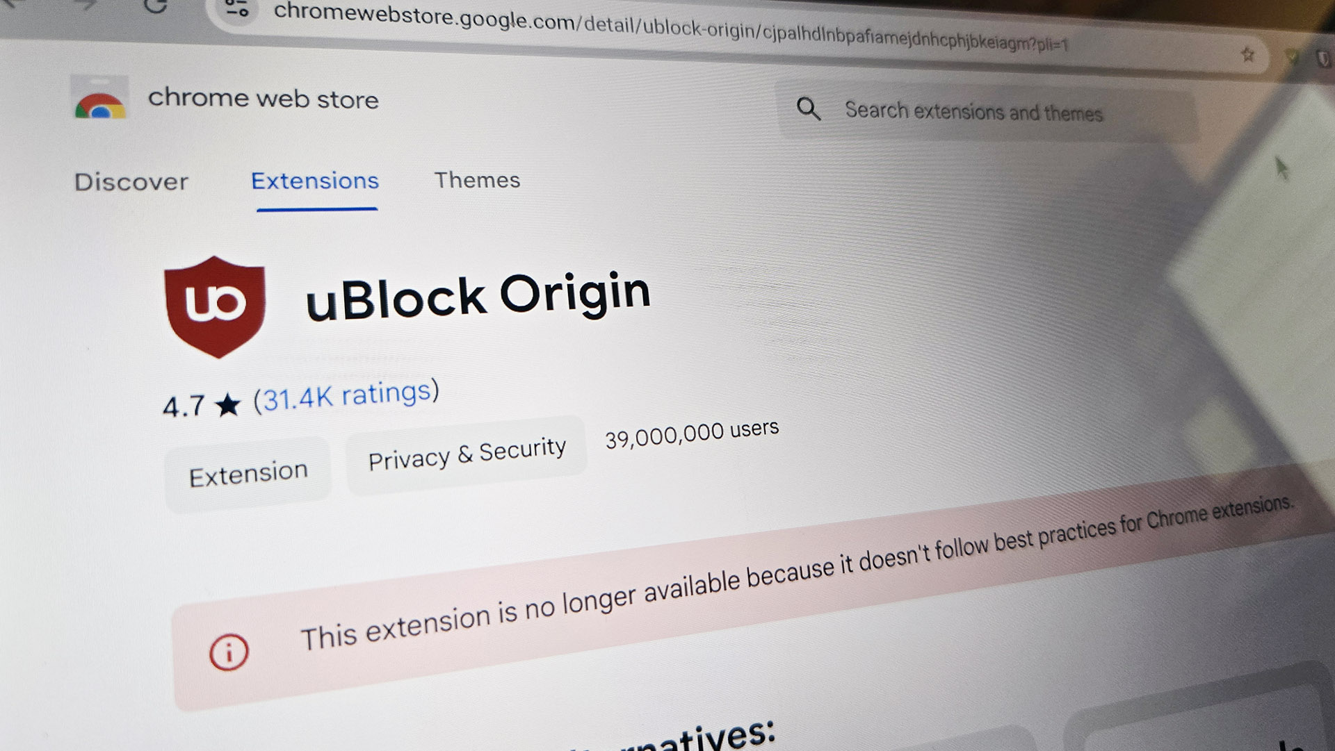 Google warns that ad blockers like uBlock Origin will soon be removed