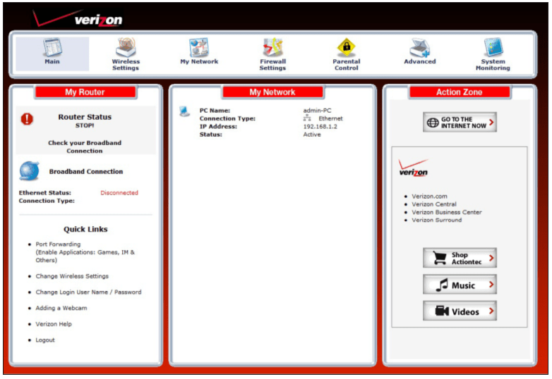 How to connect pcWRT to the Verizon FiOS router pcWRT