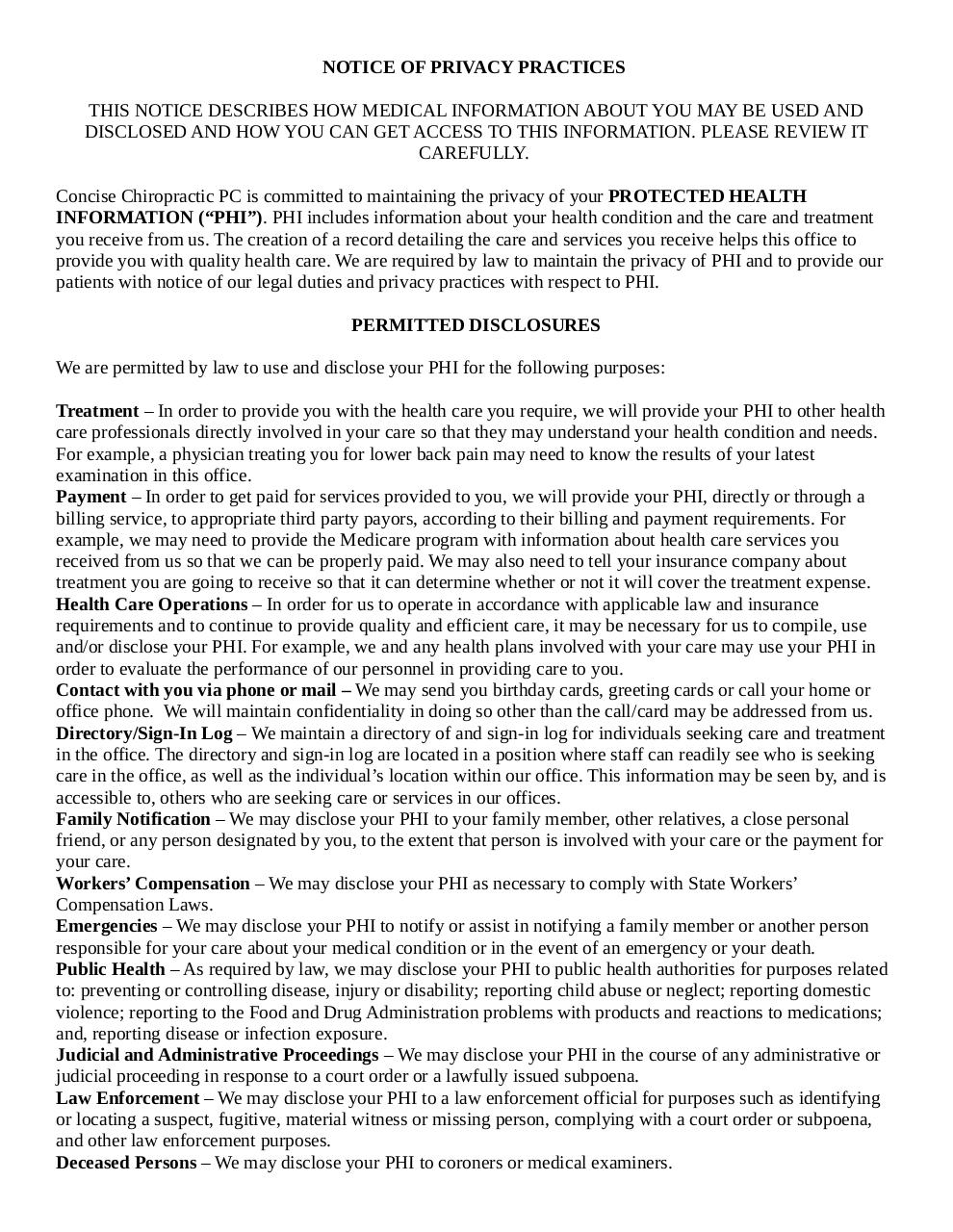 Notice of Privacy Practices PDF Archive