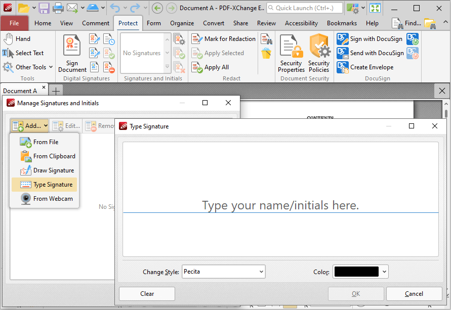 PDFXChange Co Ltd Knowledge Base How do I Add Typed Signatures
