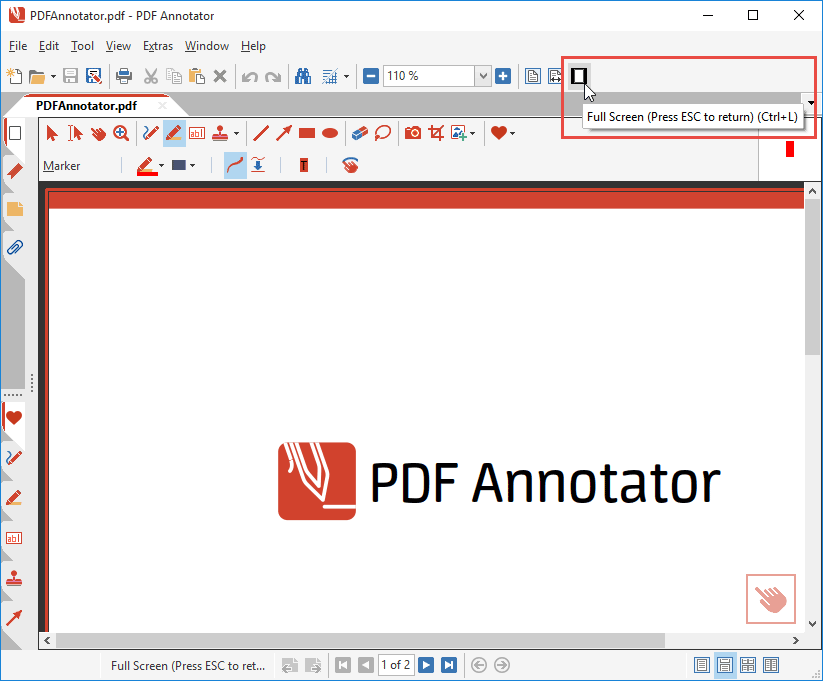 How to quickly change tool properties in full screen mode PDF Annotator