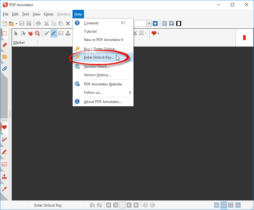 How to enter your license number and unlock key PDF Annotator