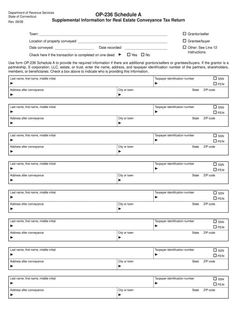 2008 Form CT OP236 Schedule A Fill Online, Printable, Fillable, Blank