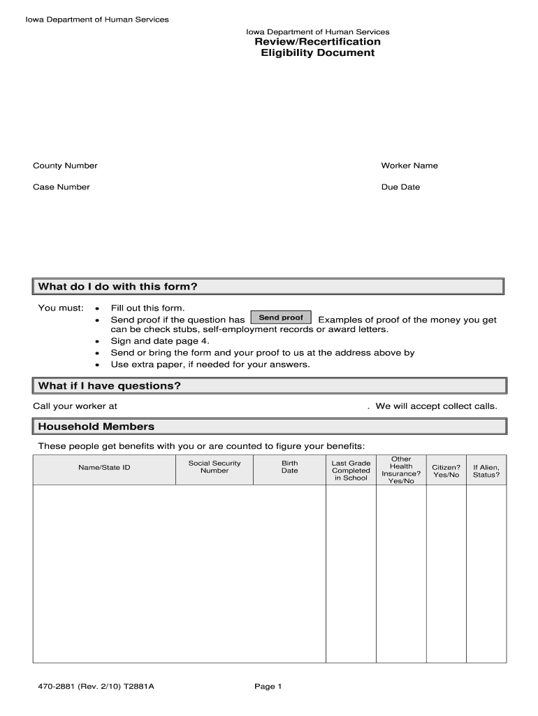 Recertification papers for department of human services iowa 2010 form