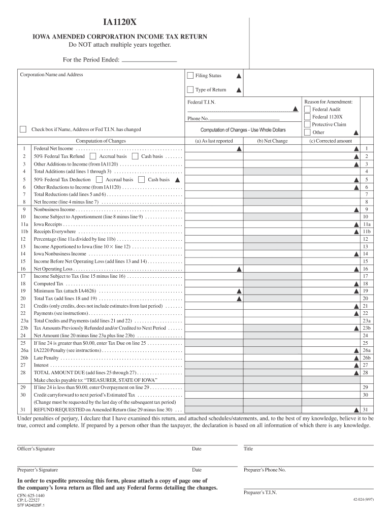 IOWA AMENDED CORPORATION TAX RETURN Do NOT attach multiple years