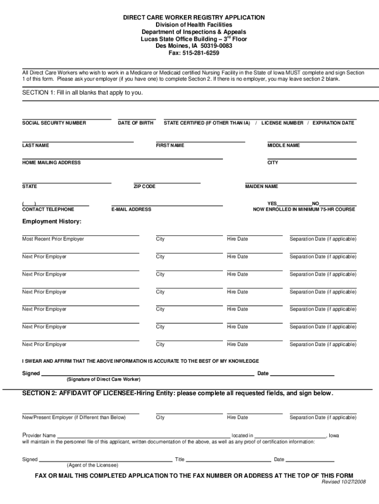 Iowa cna registry Fill out & sign online DocHub
