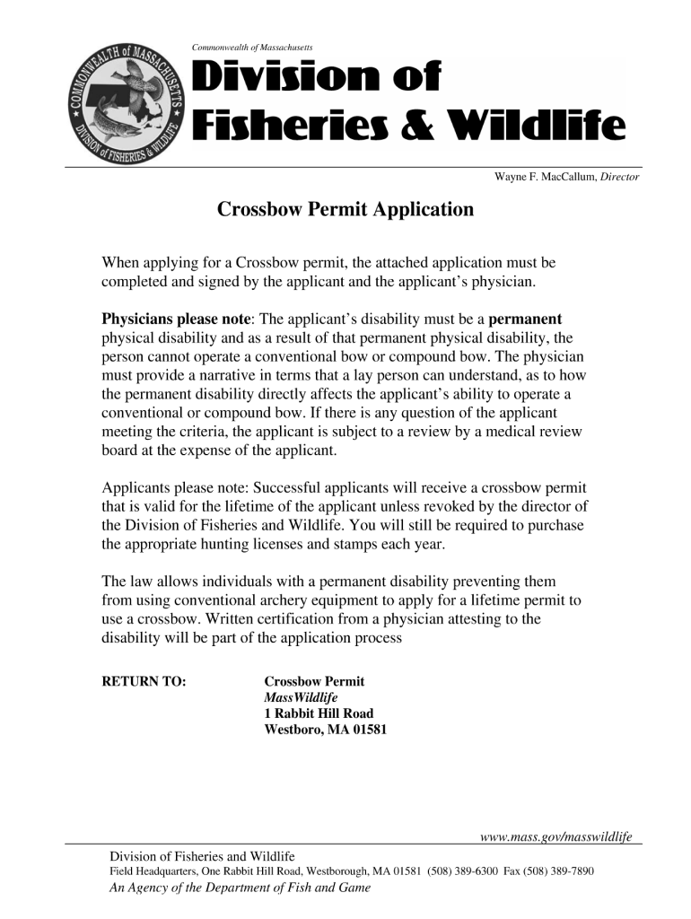 Crossbow permit massachusetts Fill out & sign online DocHub