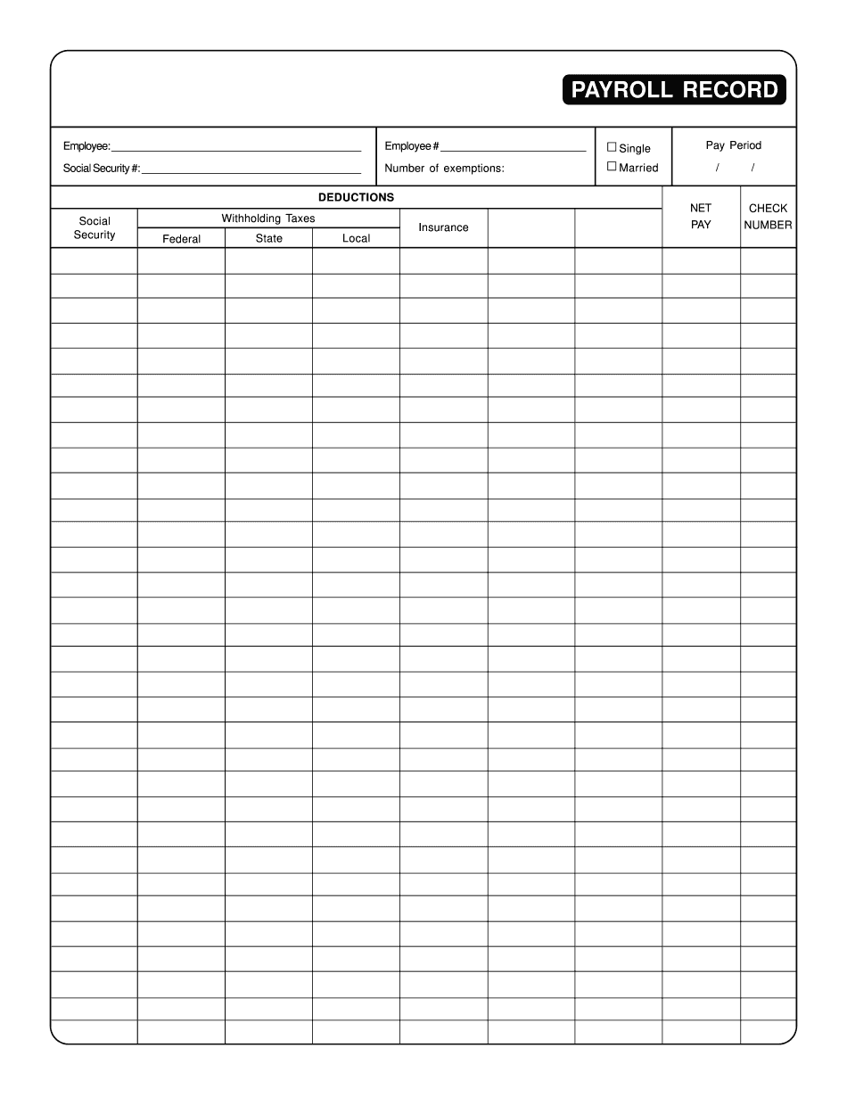 Online Payroll Spreadsheet PDF Fillout