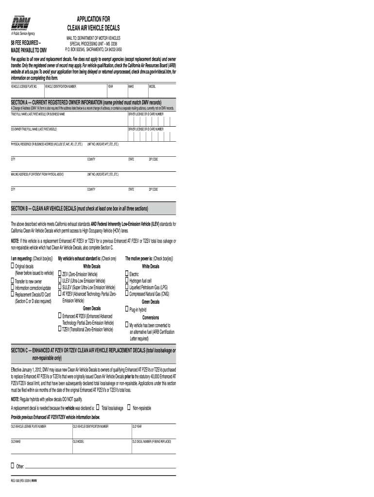 Dmv clean air decal application online Fill out & sign online DocHub