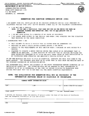 Ca Dmv Ignition Interlock Exemption Form - Fill Online, Printable 
