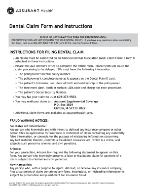 Blank Ada Dental Claim Form 2010 - Fill and Sign Printable Template Online