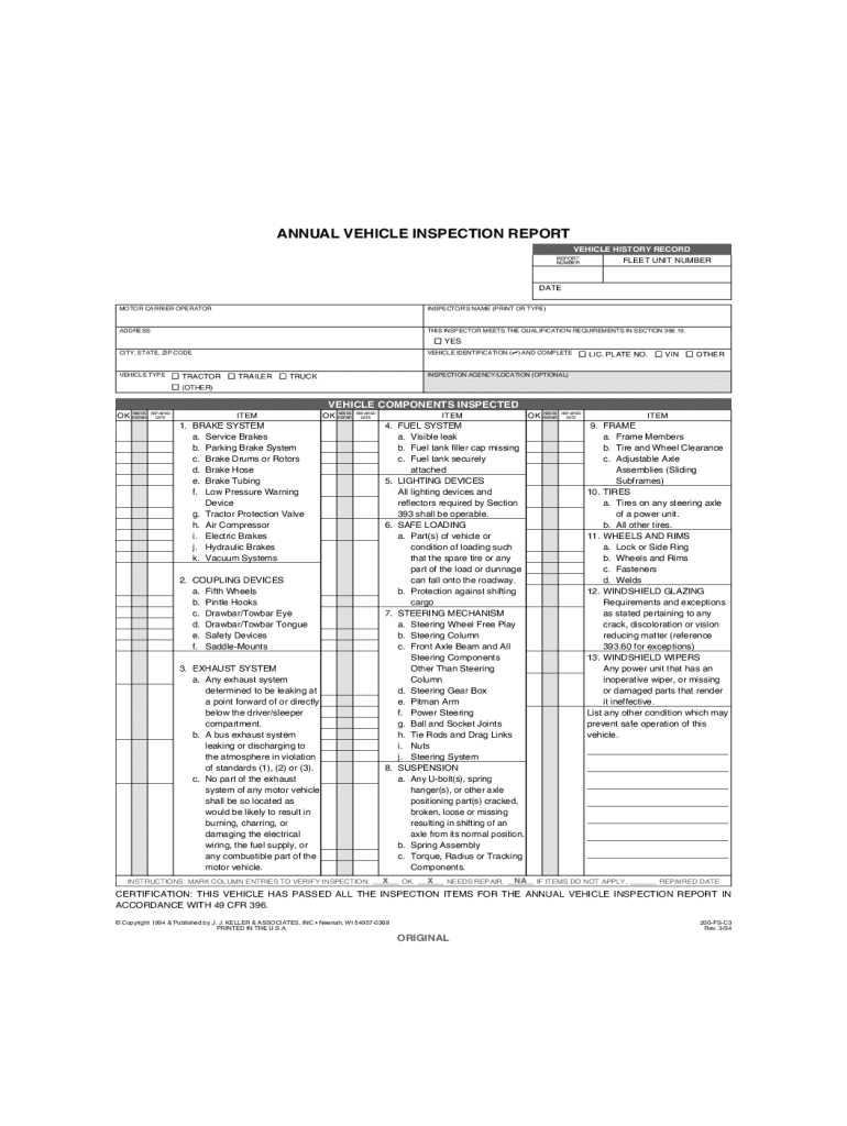 Annual Vehicle Inspection Fill Online, Printable, Fillable, Blank