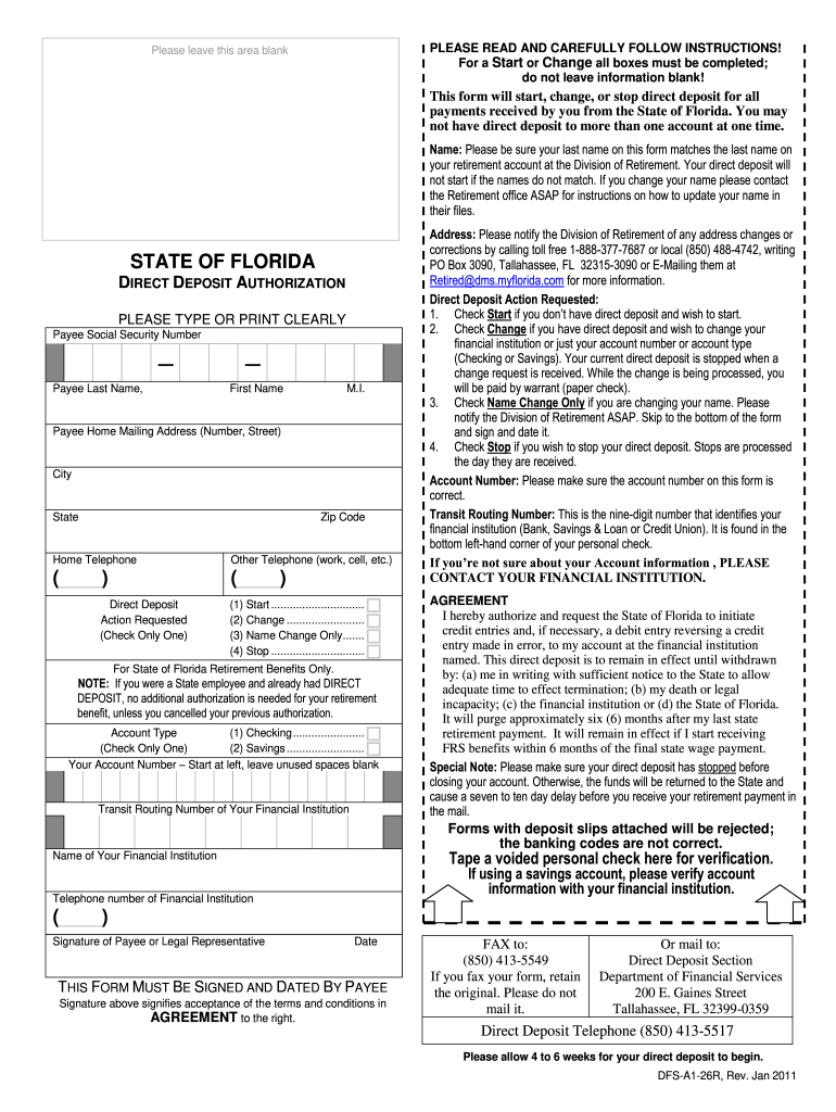 20112024 Form FL DFS1A26R Fill Online, Printable, Fillable, Blank