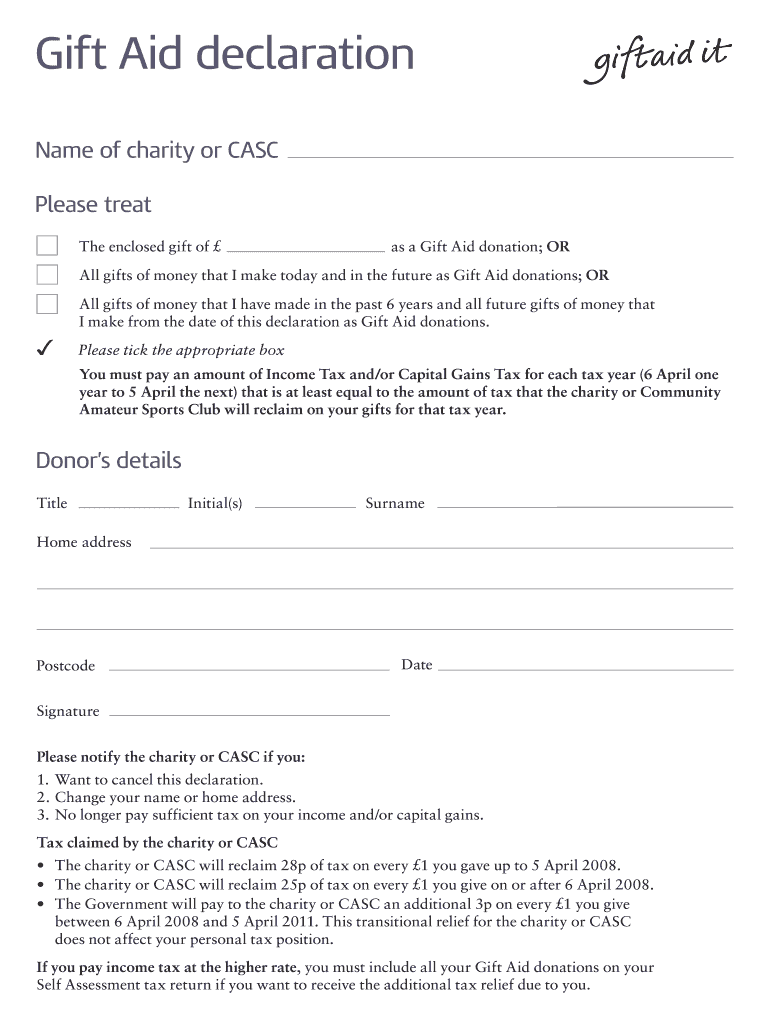 Fillable Online ukscf gift aid form Fax Email Print pdfFiller